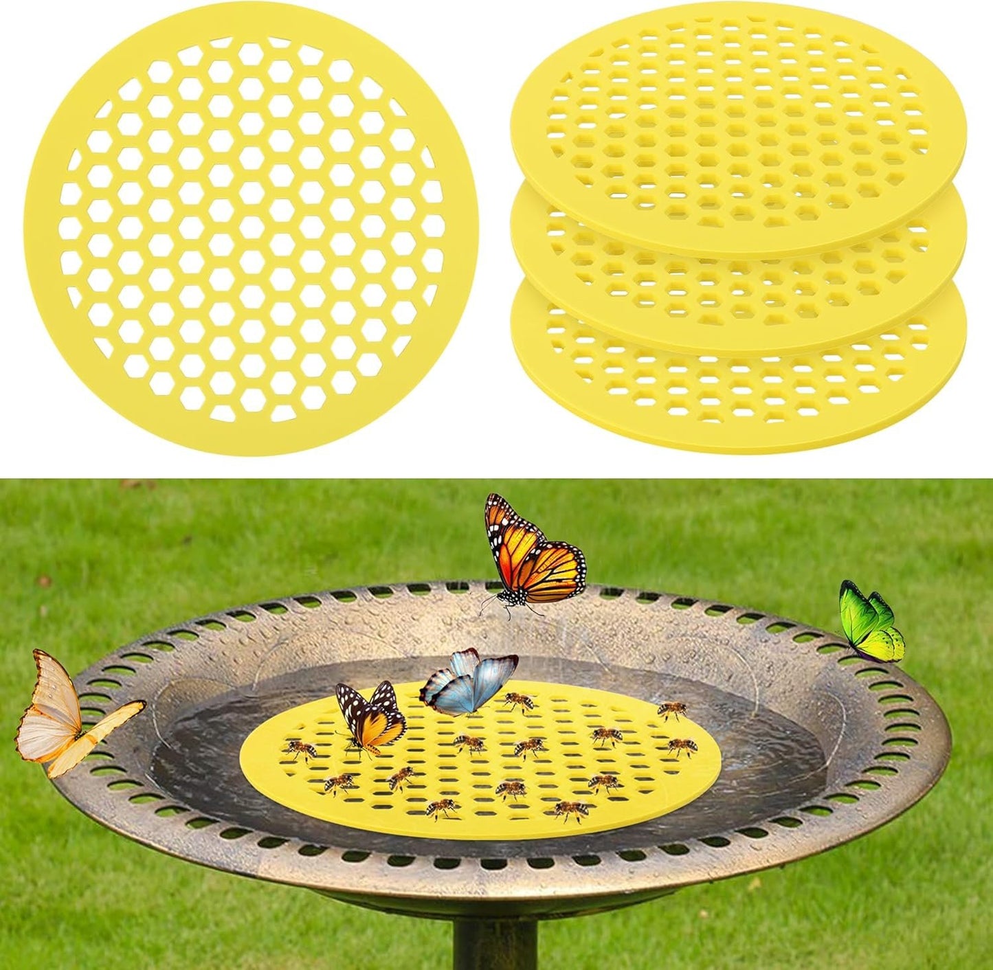 DECOHS 4 Pack Floating Bee Island- 7.87 Inch EVA Foam Floating Bee Watering Station- Butterfly Bee Waterer for Feeding, Bee Bath, Outdoor Garden Decor