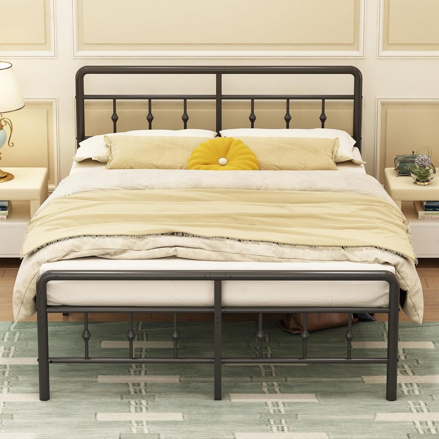 EMODA 14 Inch Full Size Bed Frame with Headboard and Footboard, Heavy Duty Metal Full Bed Foundation, No Box Spring Needed, Easy Assembly