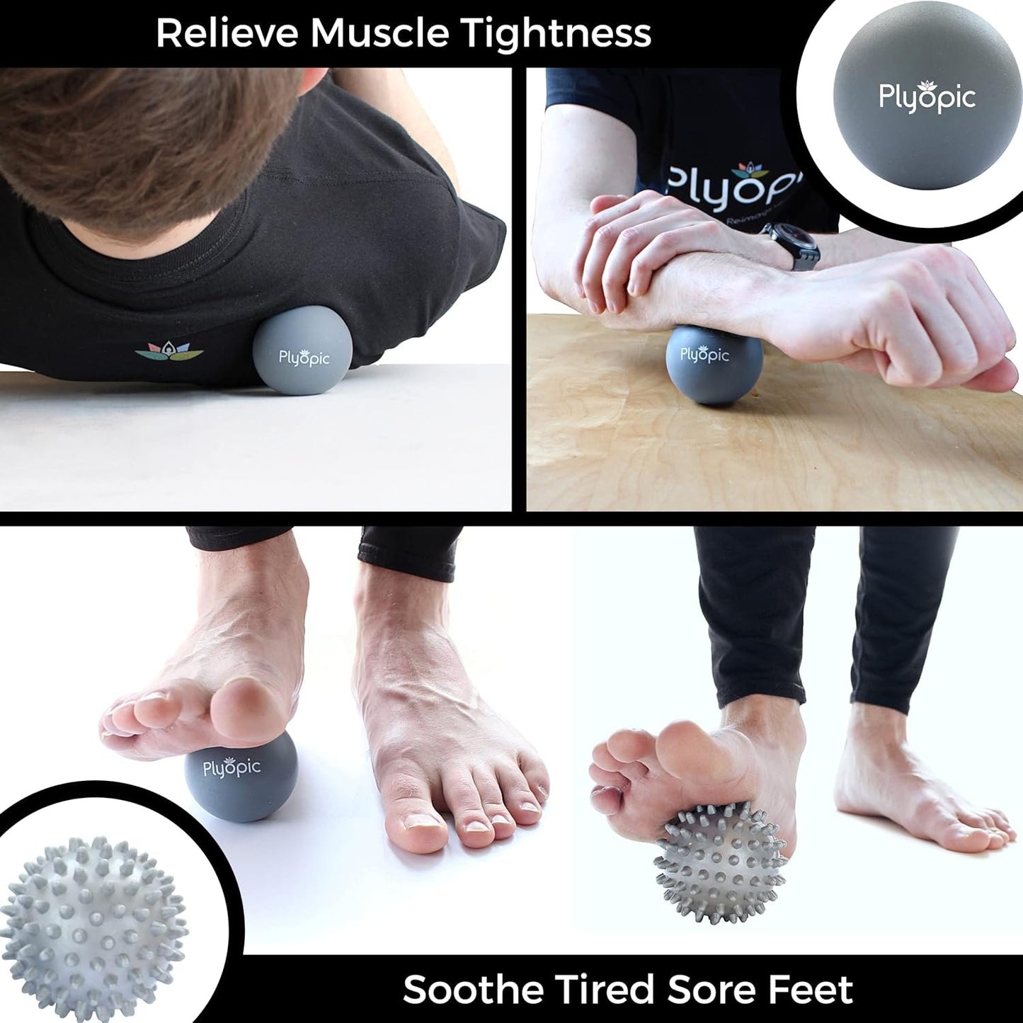Plyopic Massage Ball Set – for Deep Tissue Muscle Recovery, Myofascial Release, Trigger Point Therapy, Mobility and Plantar Fasciitis Relief
