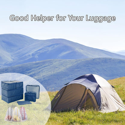 Sciphylia Luggage Organizer Suitcase Organizer Set of 10 Waterproof Travel Organizer Bags Travel Packing Cubes Useful Accessories for Cosmetic Clothes Shoes Underwear Navy Blue