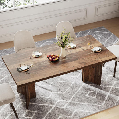 Tribesigns 63-inch Dining Table for 4-6, Farmhouse Kitchen Table with Large Tabletop, Rectangular Dinner Eating Table for Dining Room, Living Room, Kitchen, Distressed Brown