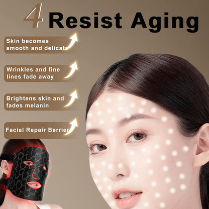 Red Light Therapy Mask for at Home Face Masks Skincare, Portable Skin Tightening Beauty Toning Device, 7 Colours LED Mask Mode Adjustment - Rejuvenation, Face Toning Firming for Women (Black