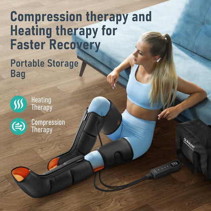 QUINEAR Leg Massager, 3-in-1 Foot Calf & Thigh Massager with Heat and Compression Therapy, Leg Massage Boots for Swollen Legs, Edema, RLS Pain Relief