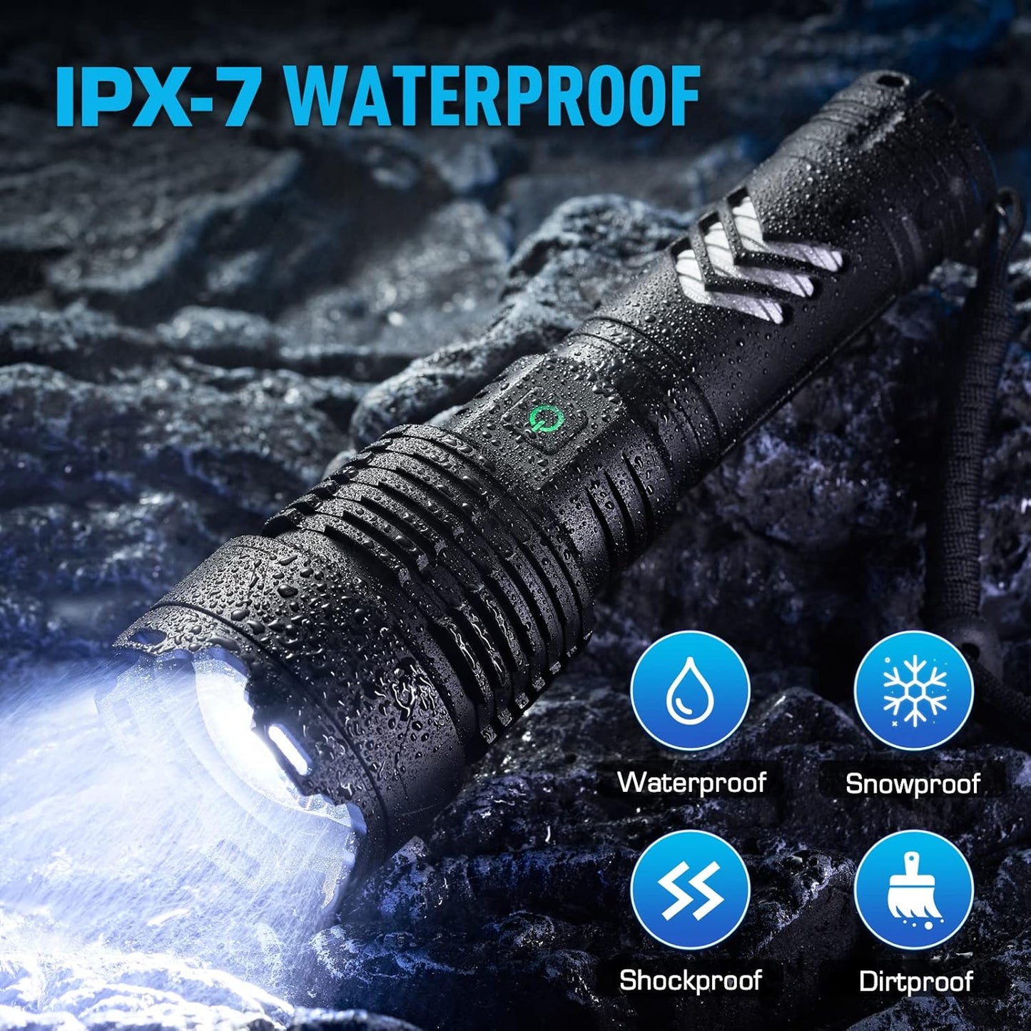 Sinvimes Rechargeable Flashlights High Lumens, 4000 LM XHP160.8 Powerful Tactical Flashlight with Zoomable & 6 Modes & IPX7 Waterproof, Super Bright Flashlight for Camping, Hiking, Emergencies