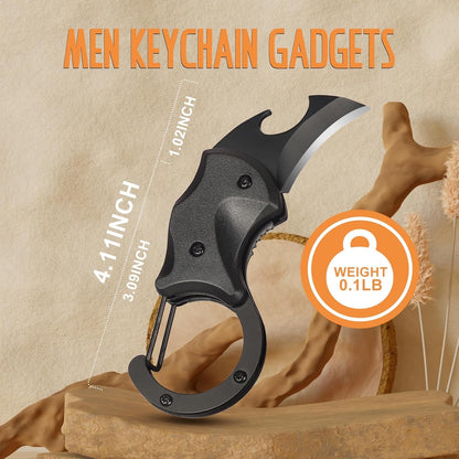 Small Multitool with Safety Lock, Bottle Opener Gear, Everyday Carry Pendants for Outdoor, Men EDC Box Cutter Outdoor Camping Hiking Tools