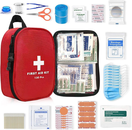 AUSELECT First Aid Kit, 130PCS Travel First Aid Kitï¼ŒEmergency Survival Hiking Kit, Family First Aid Camping Bag,Waterproof Medical Pouch for Travelï¼ŒOutdoor,Workplace, Home, Garage, Emergency Bag