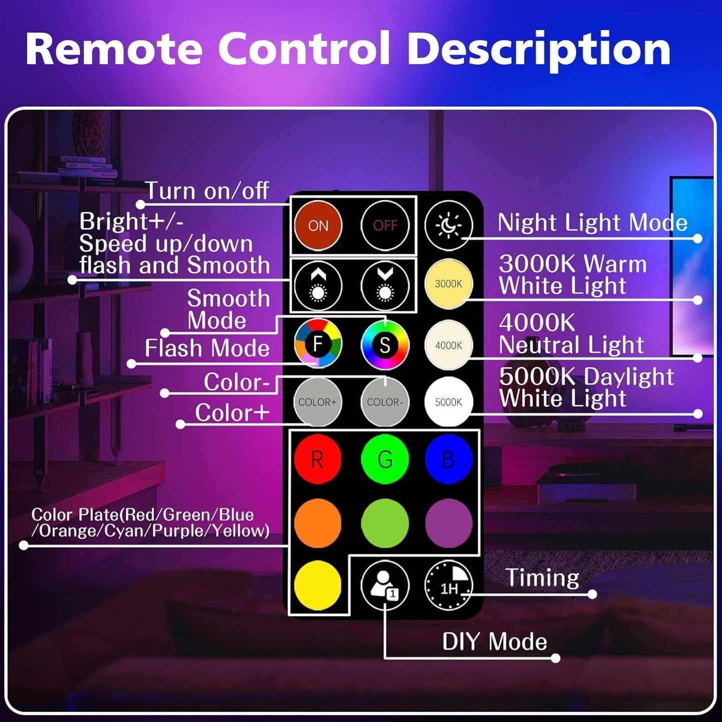 FTL RGB Colour Changing LED Bulb with Remote Control, B22 Bayonet Light Bulb 5W 40W Equivalent Dimmable, A50 Multicolour Light Bulb for Home Decoration Party Mood Lighting 6-Pack