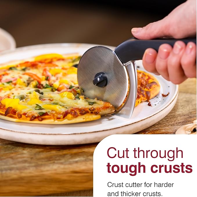 Zyliss Pizza Cutter with Removable Wheel - Stainless Steel Blade - Kitchen Tool and Gadget for Right- and Left-Handed Use - Dishwasher Safe - New Sharp Edge Pizza Cutter