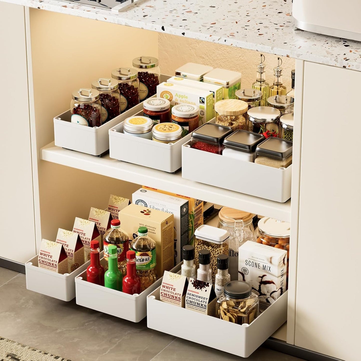 WRISIN 3 Pack Pull Out Cabinet Organizer, Multi-Purpose Slide Out Drawers for Kitchen Cabinets, Bathroom, Pantry Organizer, Roll Out Shelf for Home Organization and Storage