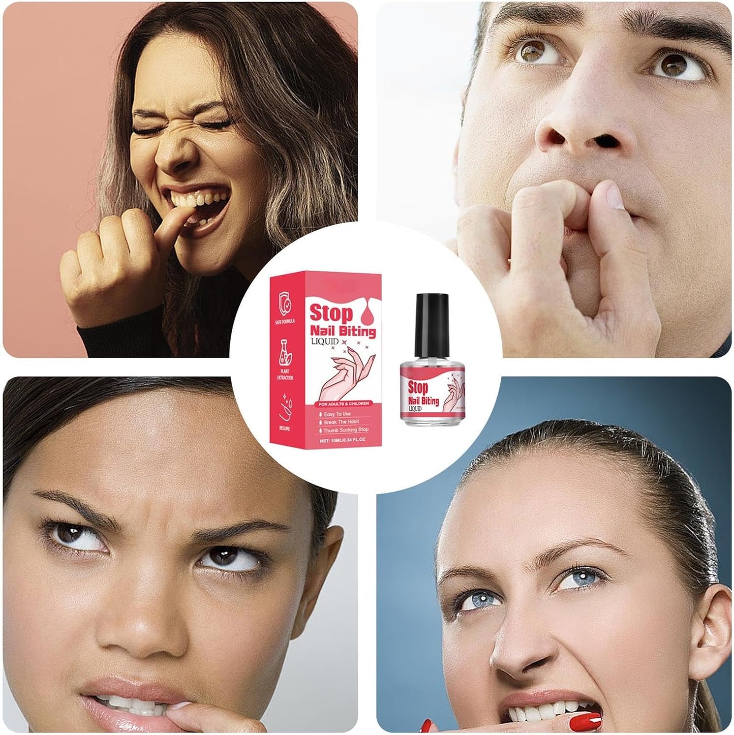 Anti Nail Biting Polish For Kids Adults, 10ML Nail Biting Treatments, Anti Bite Nail Polish, Thumb Sucking Stop, Bitter Taste, Safe Effective, Non-Glossy Invisible Coating for Nail Care