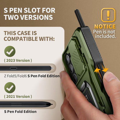 TONGATE for Z Fold 6 Case with Ring Stand, Built-in S Pen Holder & Glass Screen Protector Shockproof Rugged Z6 Phone Case with Slide Camera Cover & Belt Clip for Samsung Galaxy Z Fold 6 2024, Green