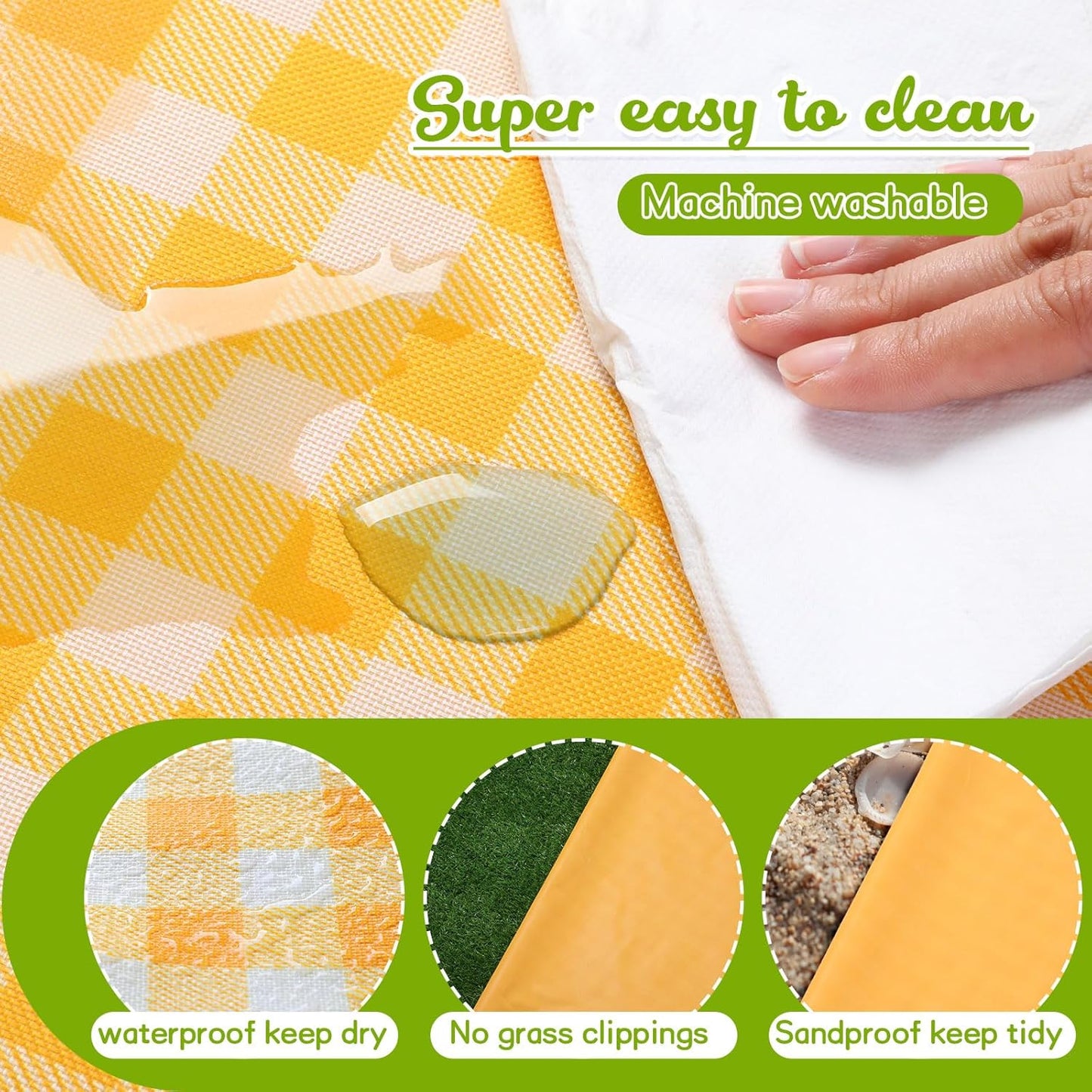 Ceenna Extra Large Picnic Blankets Travel Cooler Bag for Airplane Set Waterproof Foldable Sand Mat Tote Oversized Picnic Blanket Insulated Picnic Bag Insulated Bag for Food Outdoor Camping (Yellow)
