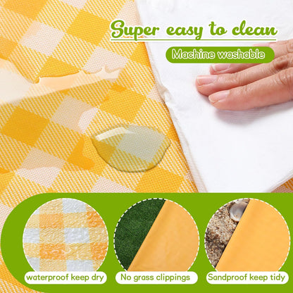 Ceenna Extra Large Picnic Blankets Travel Cooler Bag for Airplane Set Waterproof Foldable Sand Mat Tote Oversized Picnic Blanket Insulated Picnic Bag Insulated Bag for Food Outdoor Camping (Yellow)