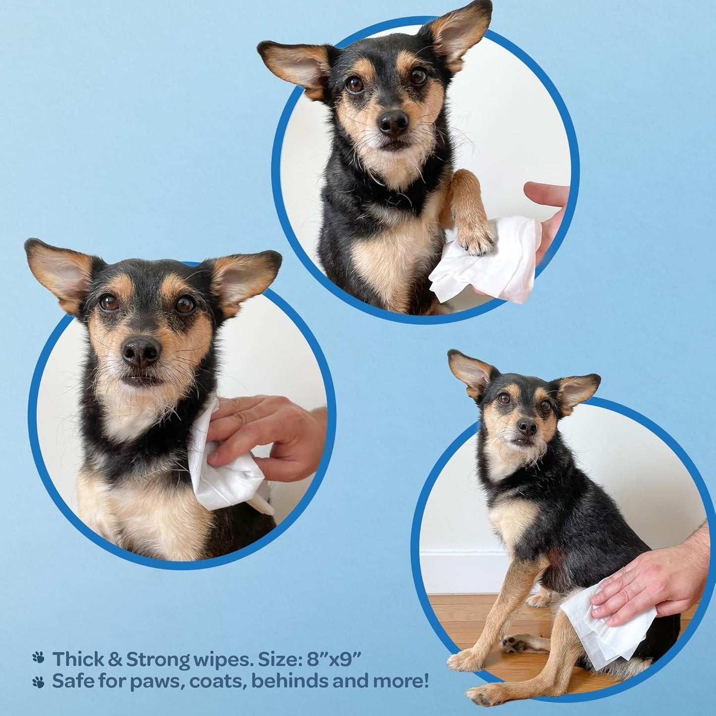 Best Pet Supplies Pet Grooming Wipes For Dogs & Cats, 100 Pack, Plant-Based Deodorizer for Coats & Dry, Itchy, or Sensitive Skin, Clean Ears, Paws, Body, & Butt - Calming Lavender