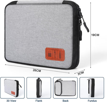 Cozary Cable Organizer, Portable Travel Case for Electronic Accessories, Travel Bag Cable Organizer Holder for USB Cables, SD Cards, Chargers, Hard Drive, Grey
