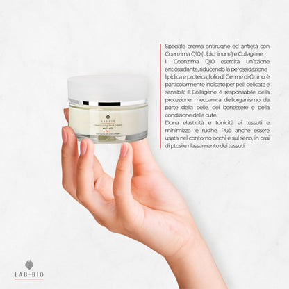 Anti-Wrinkle Face Cream for Women with Coenzyme Q10, Collagen and Wheat Germ – Firming, Moisturizing, Anti-Aging – Toned and Smooth Skin – Eye and Décolleté Contour – 50 ml