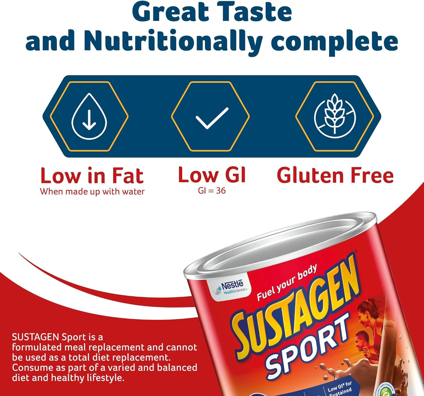 SUSTAGEN Sport High Protein Supplement Powder, Supports Lean Muscle Mass, 17 Vitamins & Minerals, Low GI, Chocolate Flavour, 900g