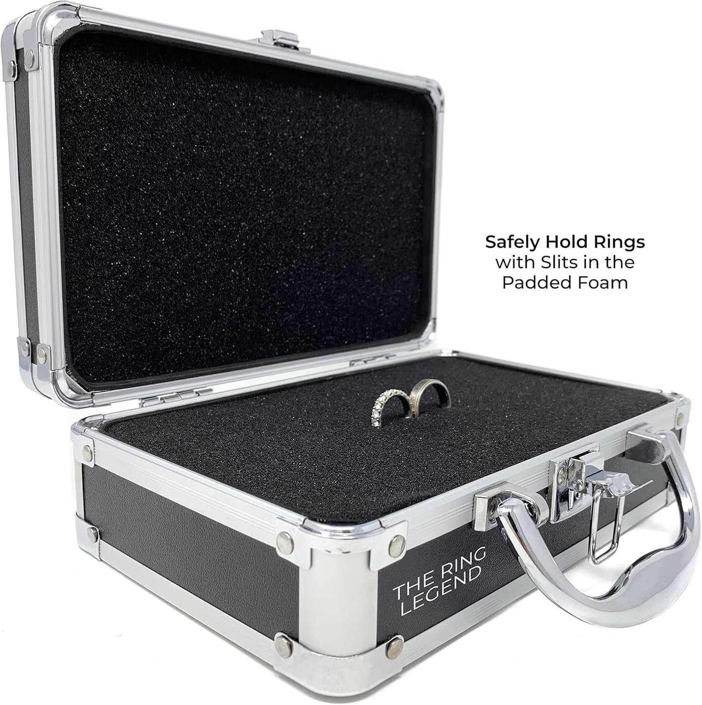 THE RING LEGEND Ring Security Ring Bearer Briefcase with Padded Slits to Hold Rings - Ring Bearer Gifts - Wedding Ring Security Case for Kids - Special Agent Ring Bearer Box Boys Security
