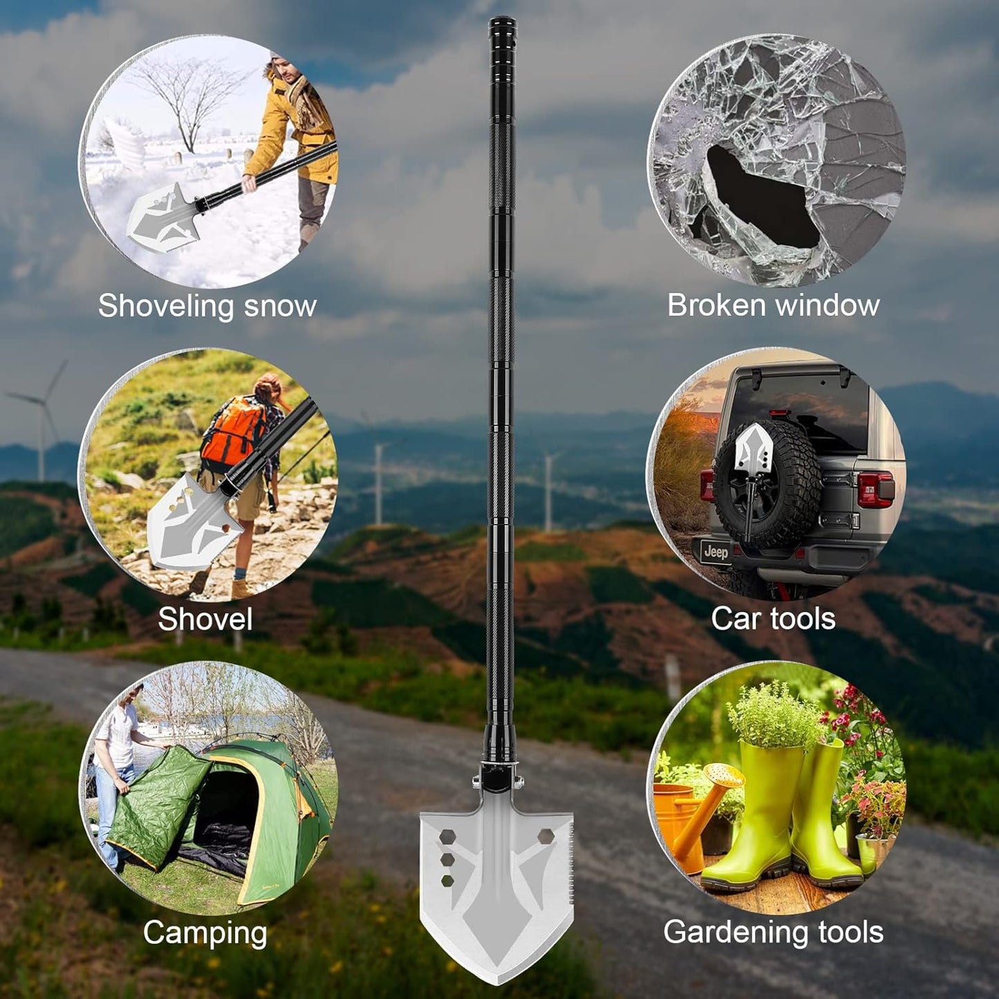Survival Shovel Axe Multitool, Fixm Folding Shovel Hatchet Survival Tool Camping Tool Kit with Storage Box, Great for Outdoors, Camping, Hiking and Car Emergency