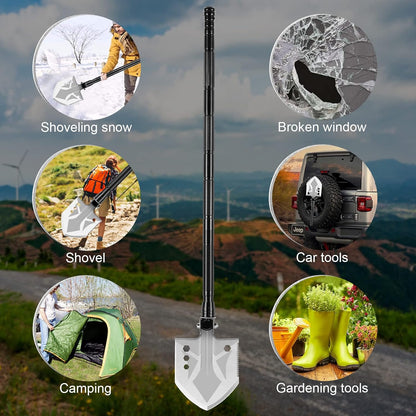 Survival Shovel Axe Multitool, Fixm Folding Shovel Hatchet Survival Tool Camping Tool Kit with Storage Box, Great for Outdoors, Camping, Hiking and Car Emergency