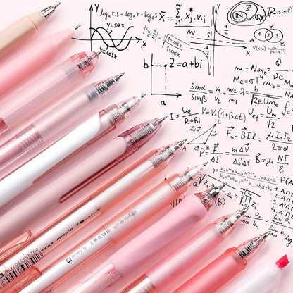 Four Candies Gel Pens, Cute Writing Pens with 0.5mm Fine Point, Black & Pink Ink Pen with Highlighter for Journaling Note Taking, Aesthetic School Office Supplies Japanese Stationery, Set of 12 - Rose
