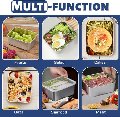 Betinyar 5Pcs Stainless Steel Food Containers with Lids, Reusable Containers For Snacks, Food Storage Containers setsstorage box for Office