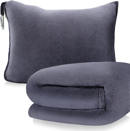DAWNTREES Travel Blanket and Pillow,Travel Blanket for Airplanes and Plane, Essential Items for Long-Distance Travel and Outdoor Camping,2 in 1 Airplane Blanket Flight