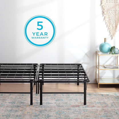 LINENSPA 14 Inch Folding Metal Platform Bed Frame - 13 Inches of Clearance - Tons of Under Bed Storage - Heavy Duty Construction - 5 Minute Assembly - Full
