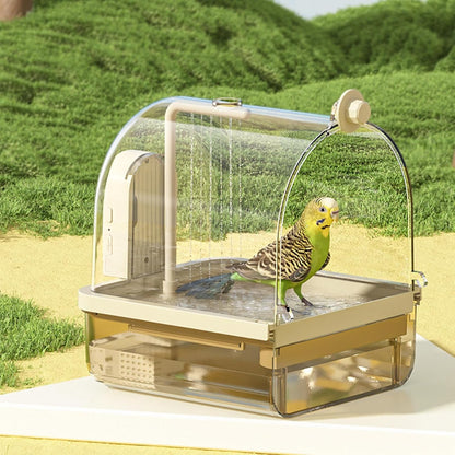 Cockatiel Bird Bath, Birds Cage Bath with Automatic Chew-Proof Tub and Perch, 8.86x7.87x10.24 inches 2-Mode Aviary Bathtub for Indoor Use Breeding Travel Show
