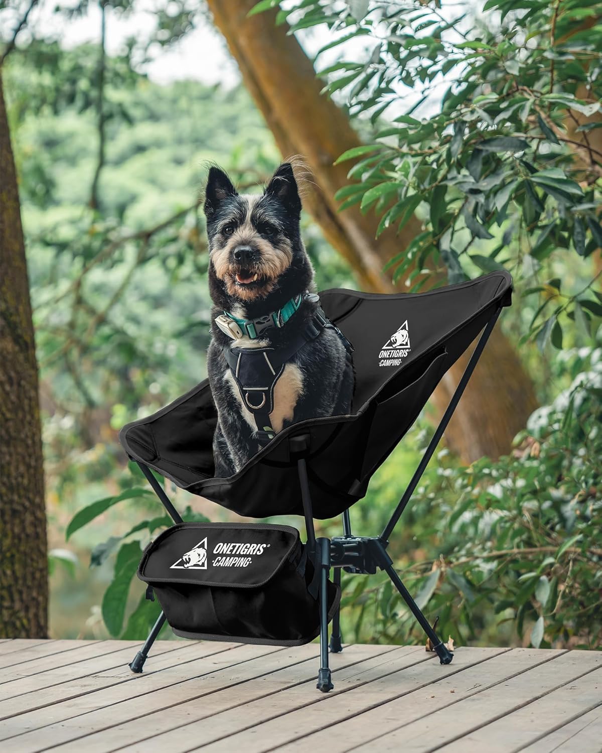 OneTigris TIGERBLADE 150kg Folding Camping Chair Lightweight Triangular Frame Lightweight Camping Chair with 2 Side Pockets for Outdoor Hiking