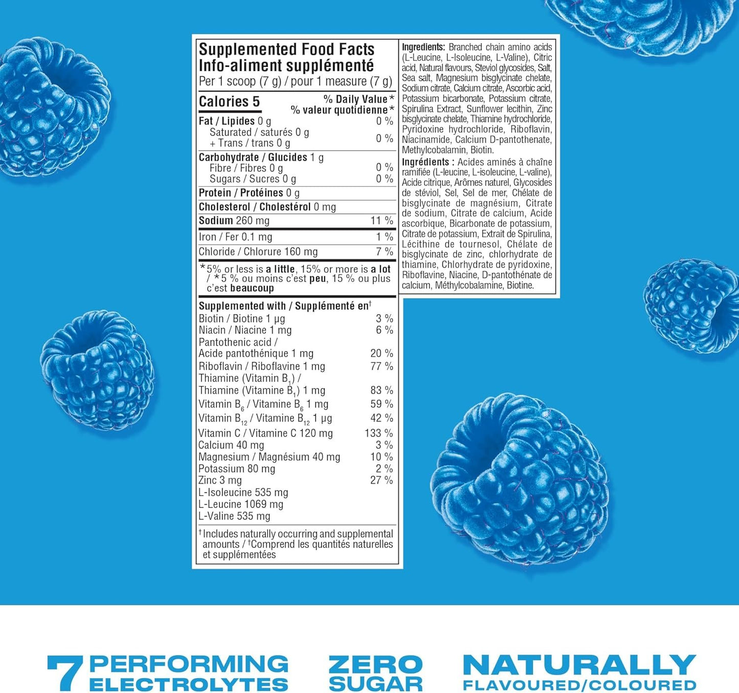 Cwench Electrolyte Hydration Blue Raspberry Drink Mix, 45 Servings, 315g
