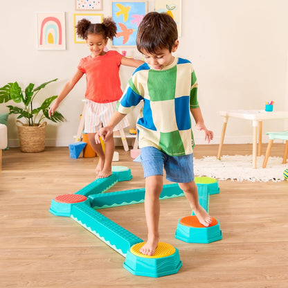 B. toys – Balance Beam for Kids – Interlocking Balancing Beams – 5 Sensory Pads & 8 Beams – Active Play for Toddlers, Kids – 3 Years + – Balance & Build Set
