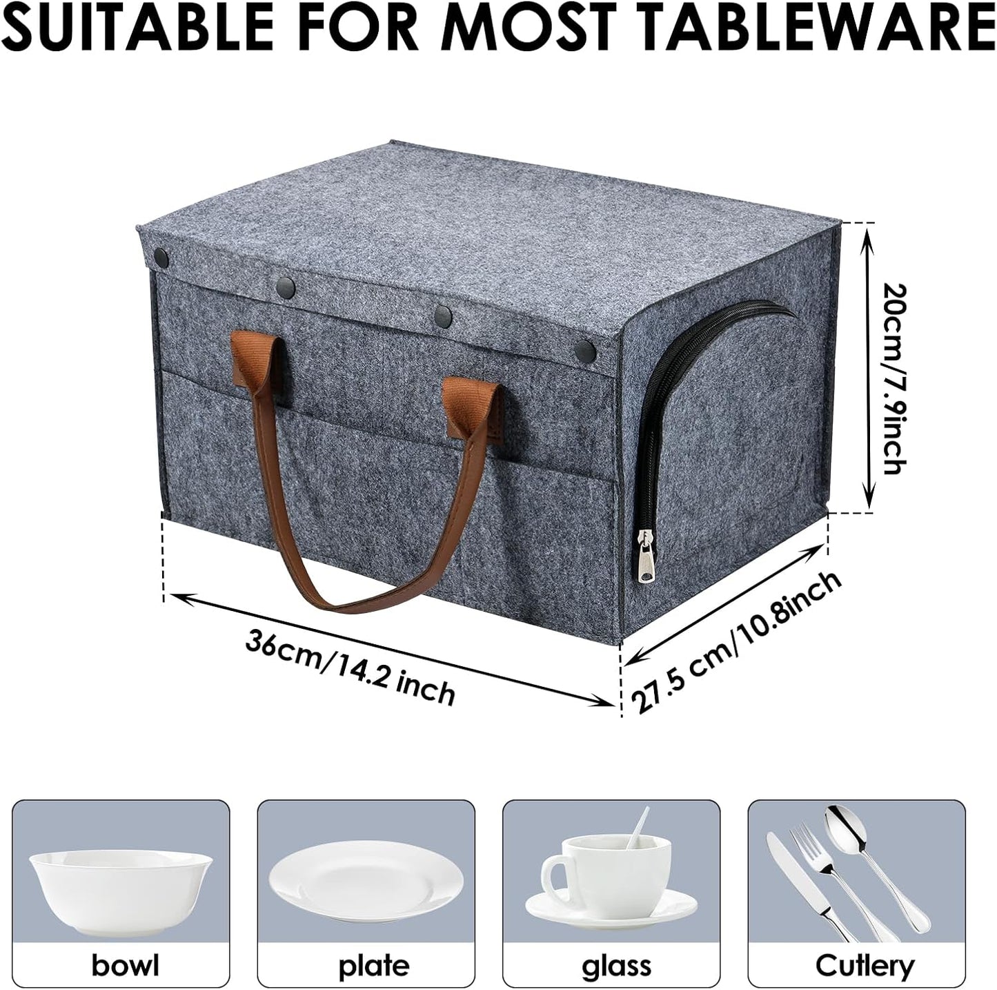 Glassware Storage Container for Dinnerware, China, Cups and Mugs - Home Organization Box for Plates and Bowls