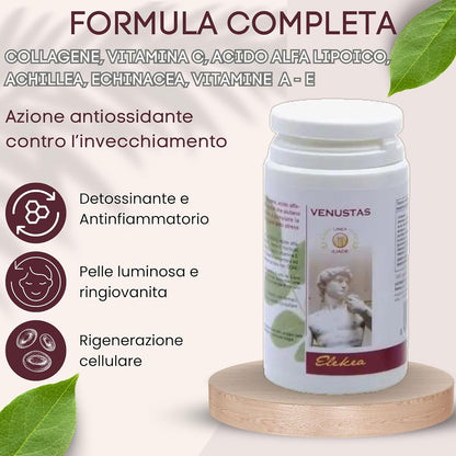 VENUSTAS Detoxifying Collagen Supplement, Alpha Lipoic Acid and Vitamin C Supplement, Bright Skin, Anti-Aging, Cellular Regeneration, Antioxidant and Anti-Inflammatory Action, 100 Capsules 430 mg