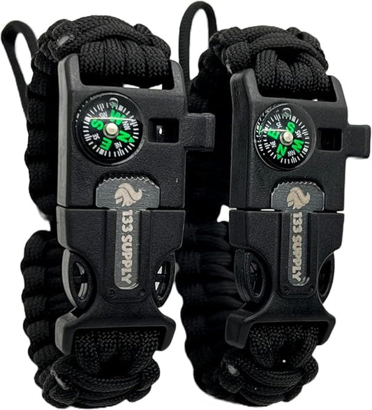133 Supply Paracord Bracelet Compass Hiking Survival Emergency Whistle Fire Starter Kit Camping Gear Hiking Essentials Fishing Hunting Accessories EDC Backpacking Gear Tactical Survival Gear
