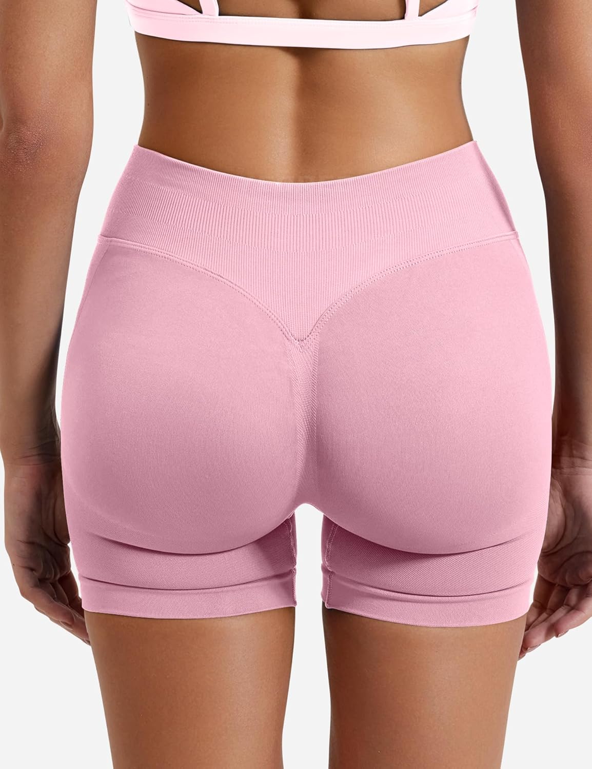 YEOREO Women's Sports Shorts Invisible Scrunch Butt Lifting Gym Workout Shorts 4.5 Inch Seamless Short Leggings Women's Push Up Booty Biker Shorts