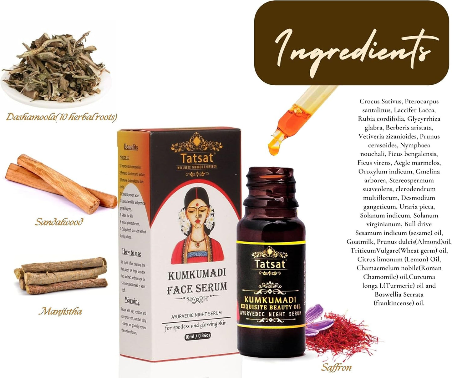 TATSAT Kumkumadi Exquisite Face glow Serum for radiant,spotless wrinkle free skin.anti aging,non oily-10m
