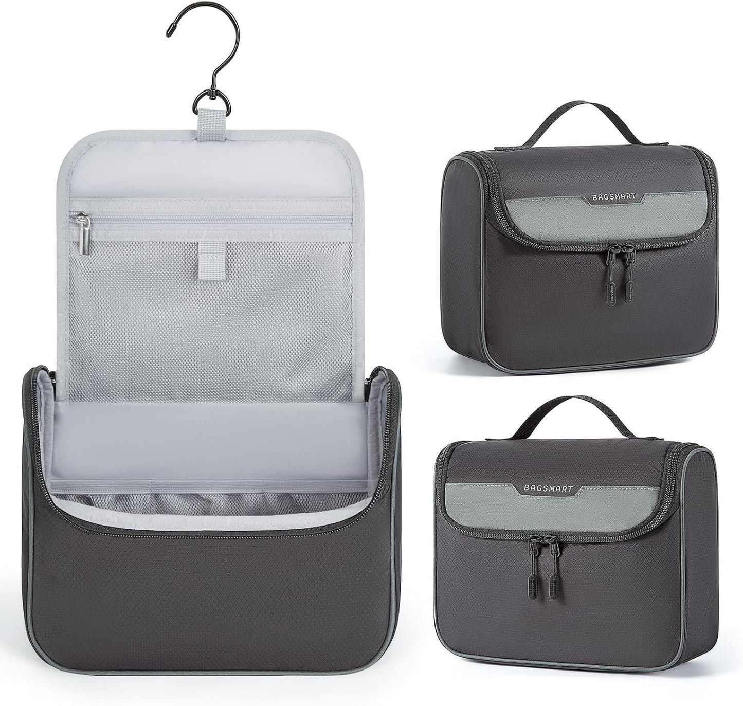 BAGSMART Hanging Toiletry Bag for Men - Travel Toiletry Organizer Kit with Water-resistant Shaving Bag for Travel Size Essentials Accessories, Door Room Essentials, Black, Travel