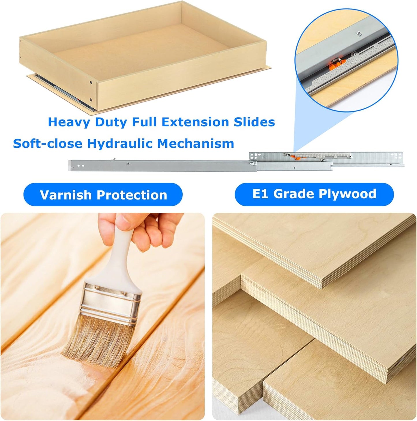 WelFurGeer Soft Close Pull Out Drawer for Cabinet, 26" W x 22" D Pull Out Cabinet Organizer, Cabinet Roll Out Drawers, Heavy-Duty Pull-Out Cabinets Drawer for Home & Kitchen Organization