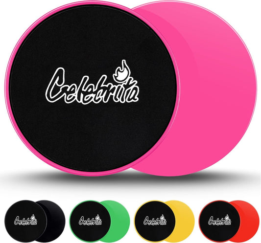 CELEBRITA Core Sliders for Working Out on Carpet Wood and Floor to sculpt your core, Best Sized Non Slip Exercise Sliders Gliding Discs for feet, beachbody strength slides for ab workouts