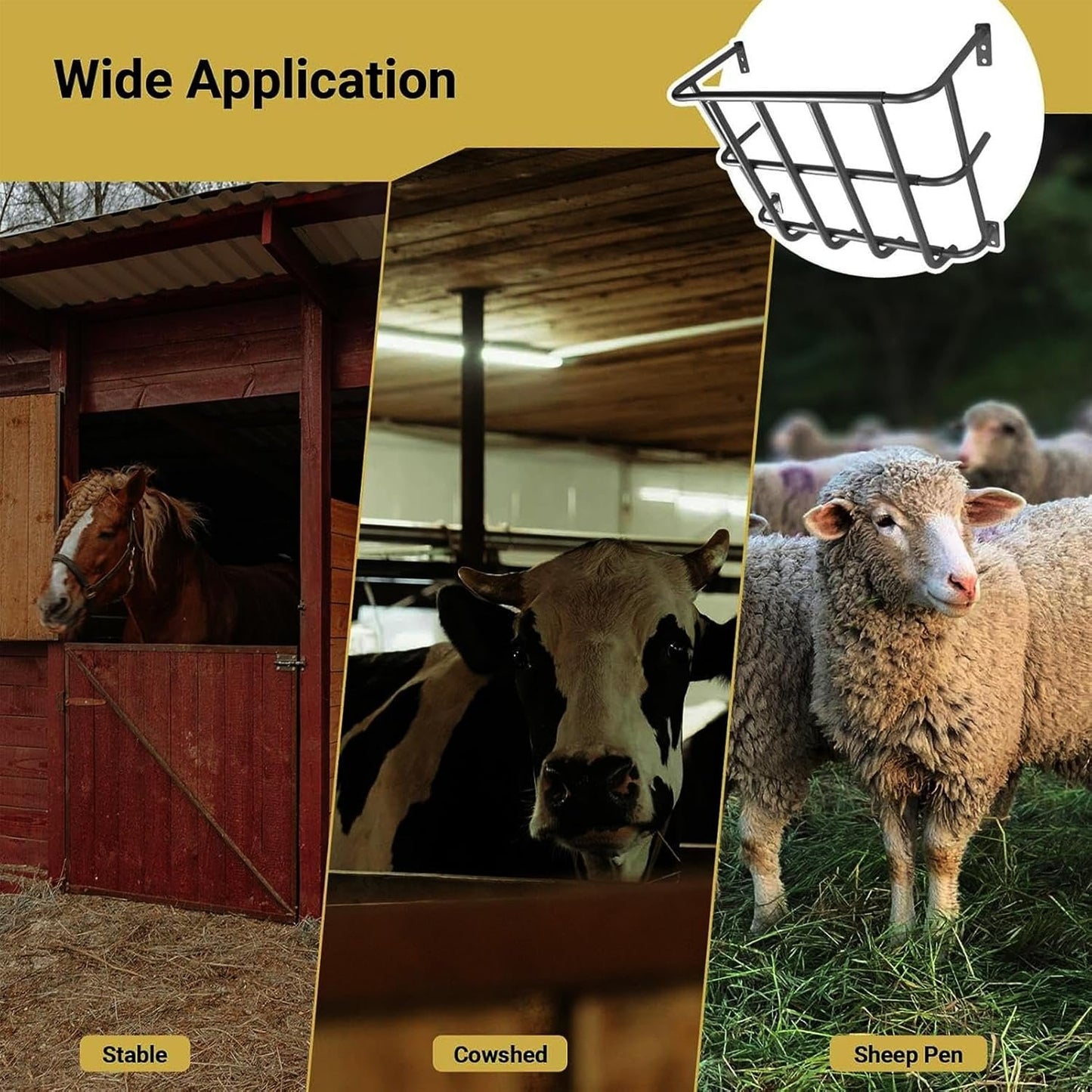 Goat Hay Feeder - 20" H X 24" W X 12.6" D Aluminum Alloy Horse Wall Hay Feeder | Multipurpose Wall Hay Rack | Removable Metal Hangings Hay Feeder for for Sheep | Cattle | Horses | Farms Fences