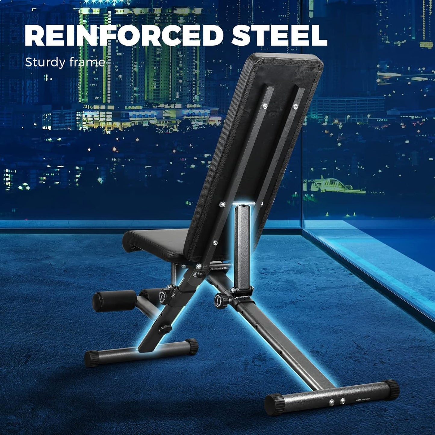 FINEX Weight Bench - 4+5 Adjustable Foldable FID Bench Flat Incline Decline Weight Press, 200KG Load Capacity, Fullbody Exercise Workout Dumbbell Bench for Home Gym
