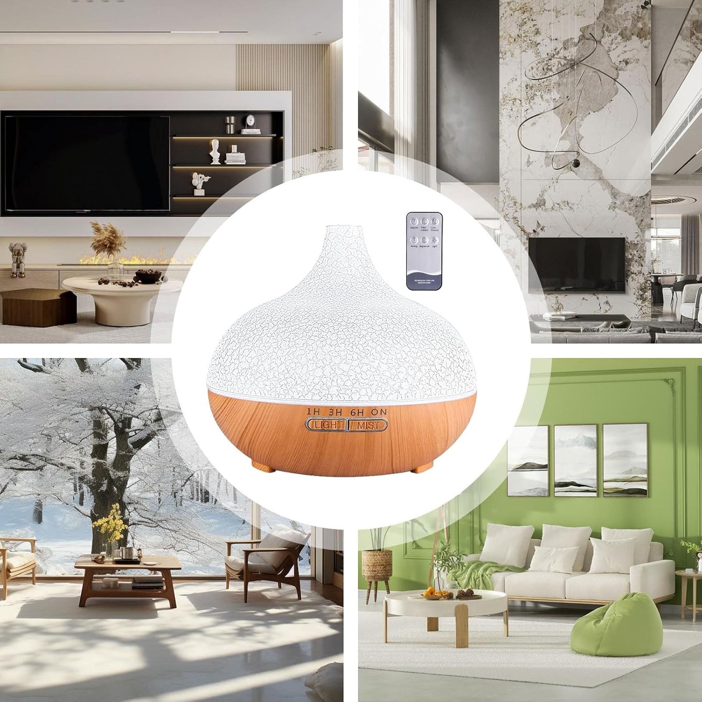 Scent Diffuser - Electric Diffuser with Remote Control 400ml,Household Air Freshener Automatic Aromatherapy Machine with 6 Color Lights for Desk Nursery Relaxation Hotel Apartment Travel Reading