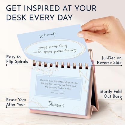 RYVE Motivational Calendar - Daily Flip Calendar with Inspirational Quotes - Motivational Gifts and Inspirational Gifts for Women, Desk Decor, Office Decor for Women and Office Desk Accessories