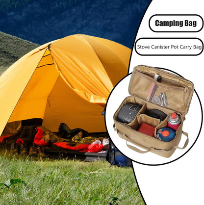 Folding Stove Canister Organizer, Camping Storage Bag, Outdoor Gear Bag, 13.39x6.69x7.48 Inches Portable Cookware, Travel Hiking Material 600d Encrypted Oxford Cloth