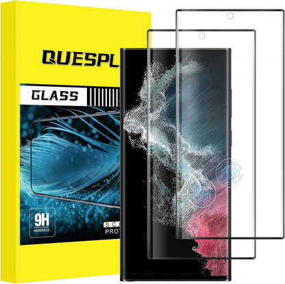 QUESPLE 2 Pack for Samsung Galaxy S22 Ultra Screen Protector 6.8-Inch, Support Fingerprint Unlock 9H Tempered Glass Film, [Touch Sensitive] [Scratch Resistant] [Bubble Proof]