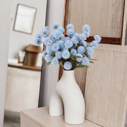 CHICNOOK Faux Kiku Flower,Blue 12 Stems Slik Small Chrysanthemum Flowers, Artificial Pompon Mums for Spring Floral Arrangements, Aesthetic Room Decor,Table Centerpieces,Wedding,Bouquet,Vase
