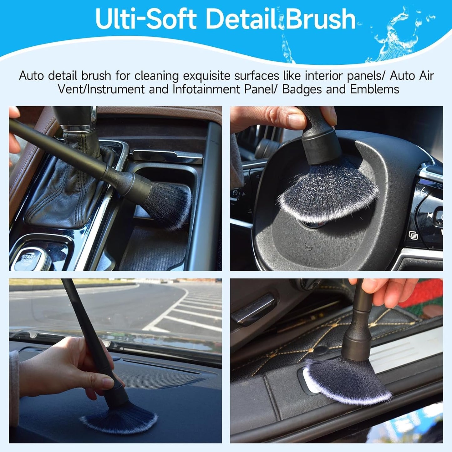 8 Pack Car Interior Duster Detailing Brush Set Cleaning Gel Kit All Purpose Detailing Brushes Accessories Essentials Supplies Tool for Cars, Trucks, SUVs, RVs, Motorcycles, & More