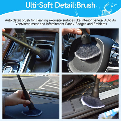 8 Pack Car Interior Duster Detailing Brush Set Cleaning Gel Kit All Purpose Detailing Brushes Accessories Essentials Supplies Tool for Cars, Trucks, SUVs, RVs, Motorcycles, & More