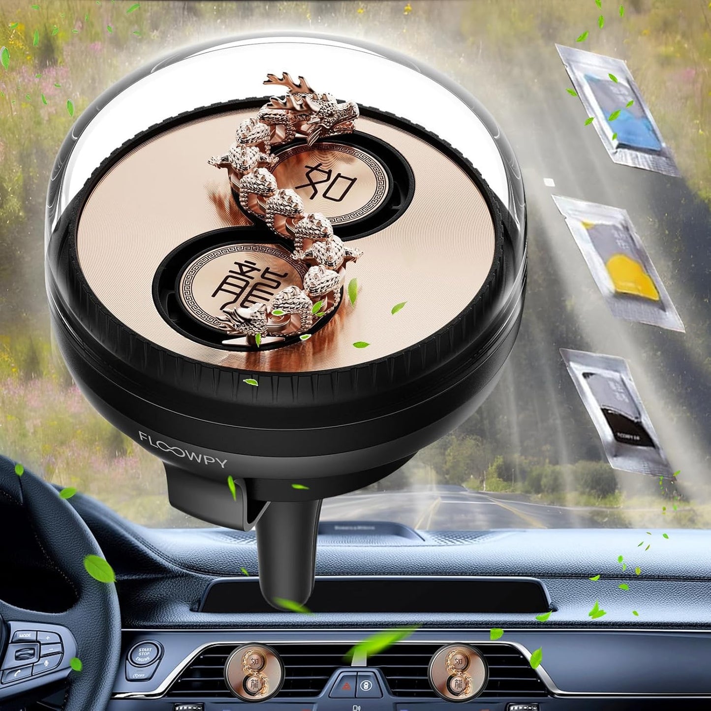 Air Freshener for Car | Wind Power Aromatherapy | Dynamic Dragon Rotating Aromatherapy Decoration for Home Room Kitchen Bedroom